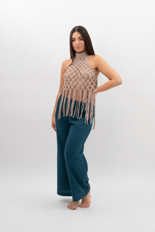 Top Makramowy Chłodny Beż