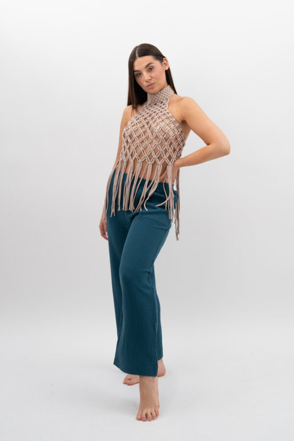 Top Makramowy Chłodny Beż