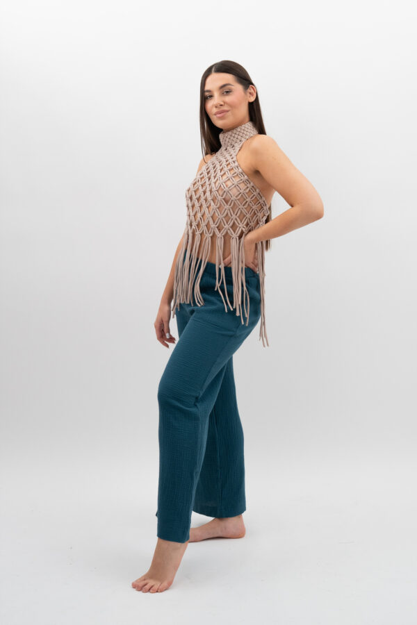 Top Makramowy Chłodny Beż