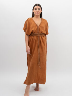 Sukienka ze Sznurkiem Karmel
