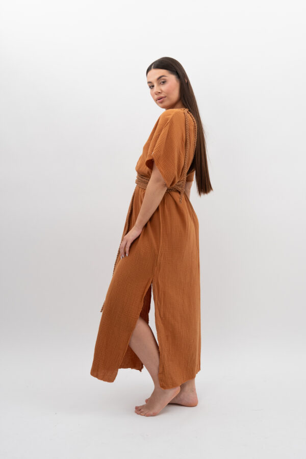 DSC_2857 Sukienka ze Sznurkiem Karmel