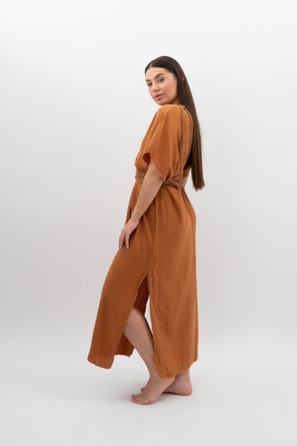 Sukienka ze Sznurkiem Karmel