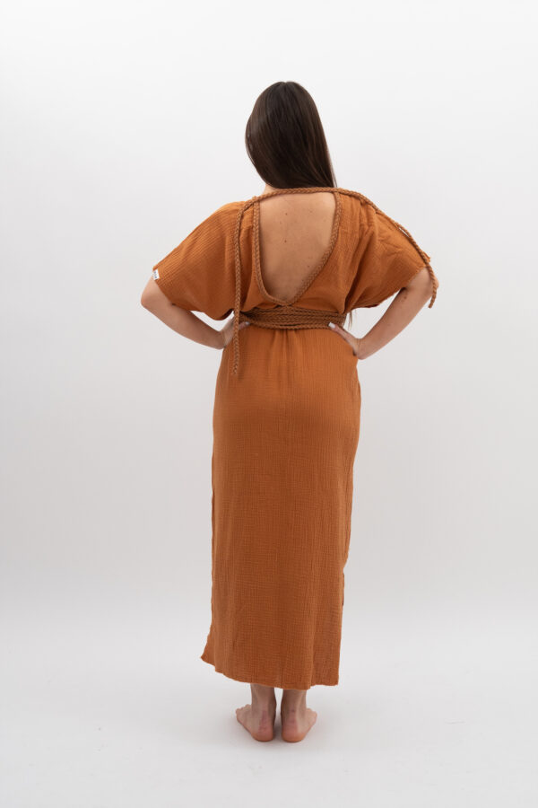 Sukienka ze Sznurkiem Karmel