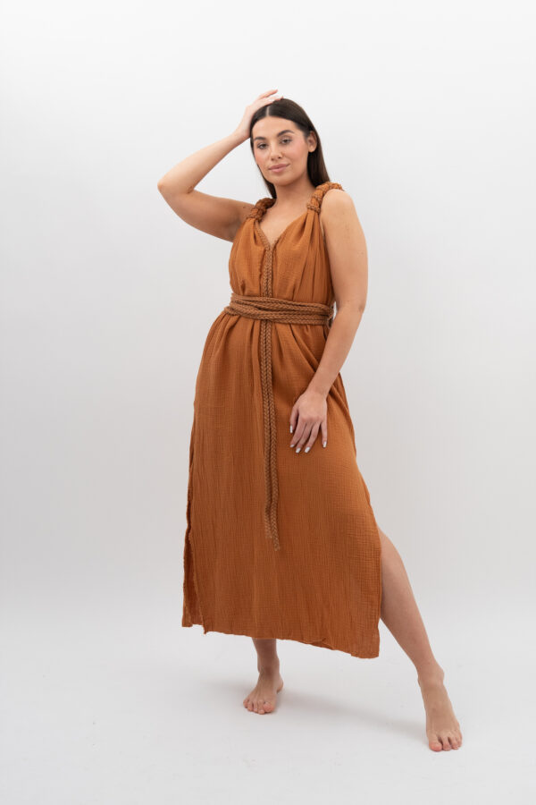 DSC_2871 Sukienka ze Sznurkiem Karmel