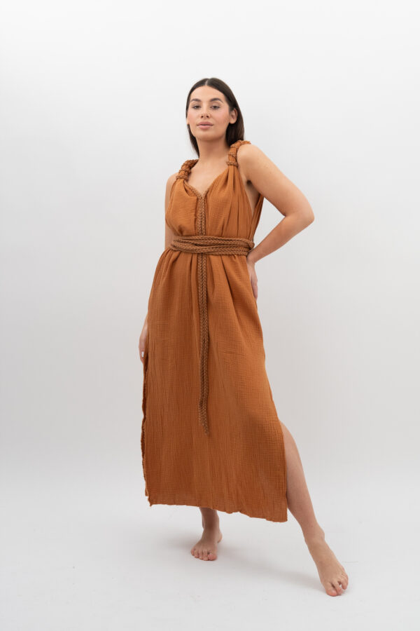 Sukienka ze Sznurkiem Karmel