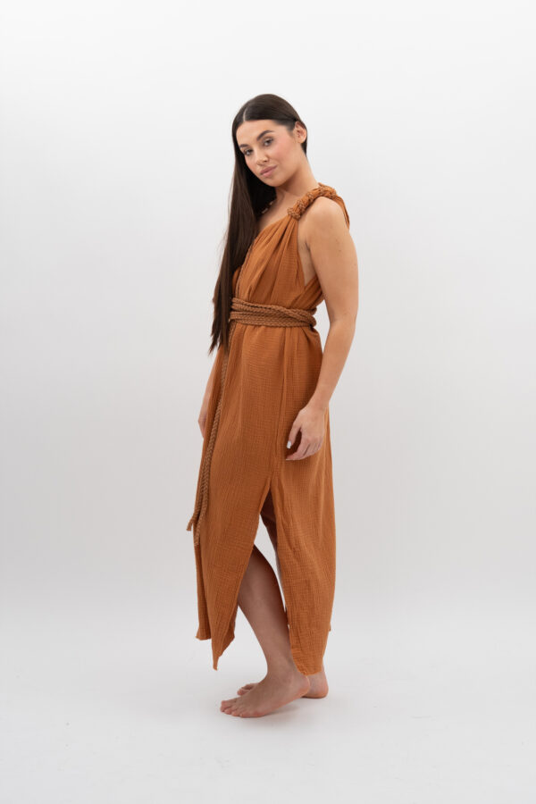 Sukienka ze Sznurkiem Karmel