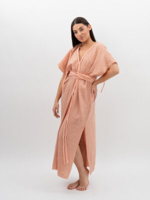 DSC_2939 Sukienka ze Sznurkiem Cielisto Pudrowy