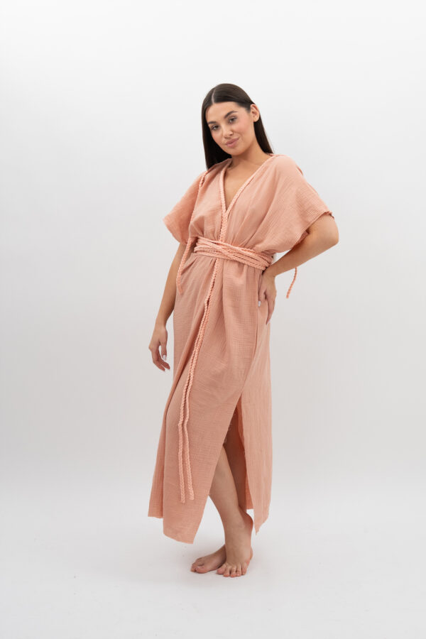 DSC_2939 Sukienka ze Sznurkiem Cielisto Pudrowy