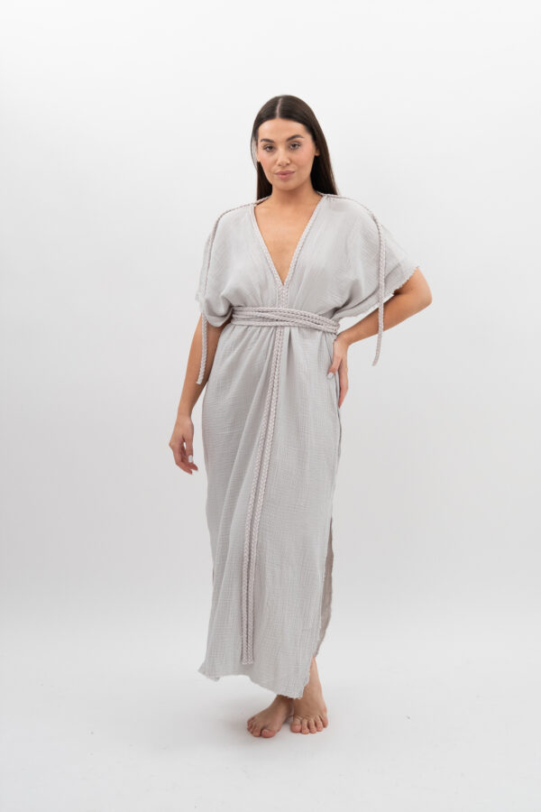 Sukienka ze Sznurkami Szara Mgiełka