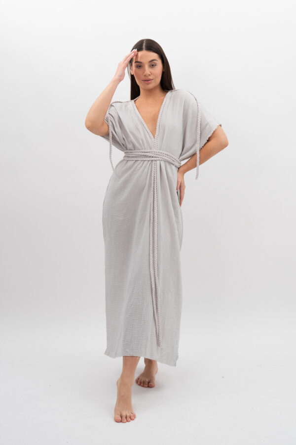 Sukienka ze Sznurkami Szara Mgiełka