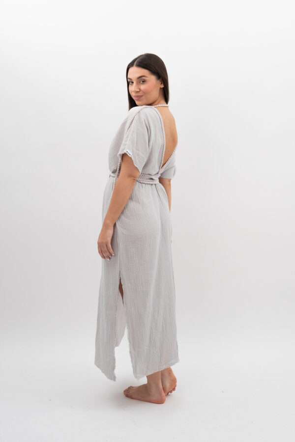 DSC_3119 Sukienka ze Sznurkiem Szara Mgiełka