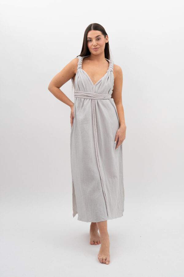 DSC_3121 Sukienka ze Sznurkiem Szara Mgiełka