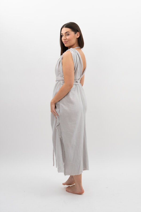 DSC_3128 Sukienka ze Sznurkiem Szara Mgiełka