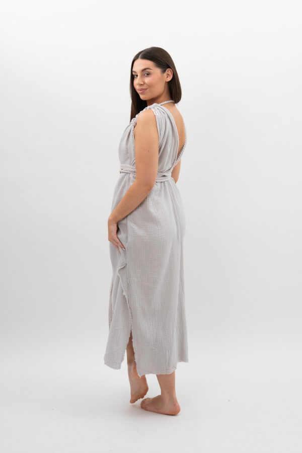 Sukienka ze Sznurkami Szara Mgiełka