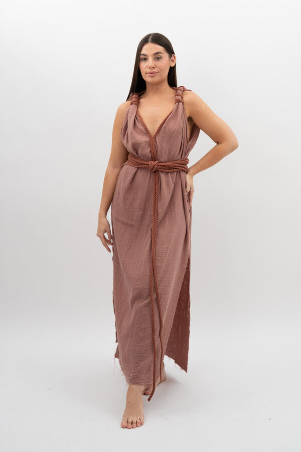 DSC_3174 Sukienka ze Sznurkiem Brudny Liliowy