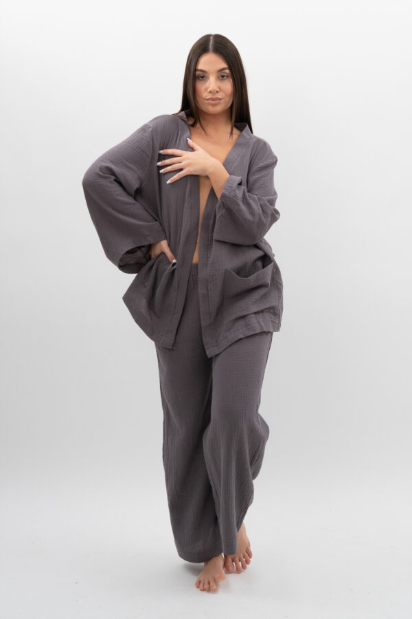 Kimono z kieszeniami Grafit