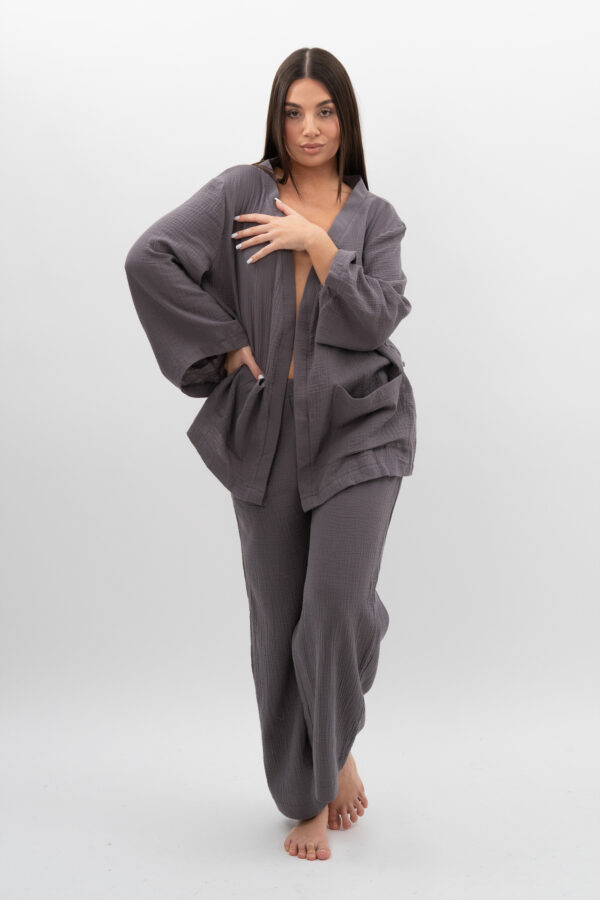 Kimono z kieszeniami Grafit