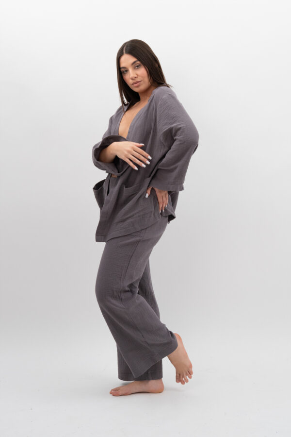 Kimono z kieszeniami Grafit