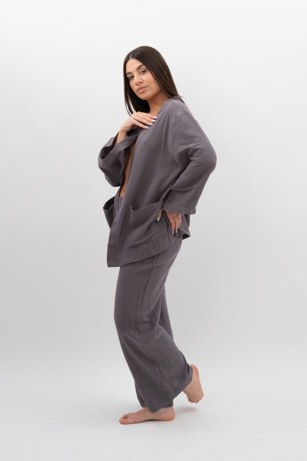 Kimono z kieszeniami Grafit