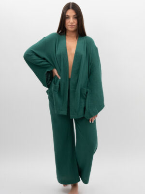 Kimono z kieszeniami Butelkowa Zieleń