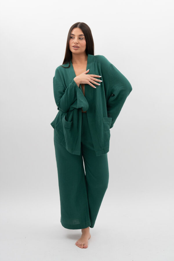 Kimono z kieszeniami Butelkowa Zieleń