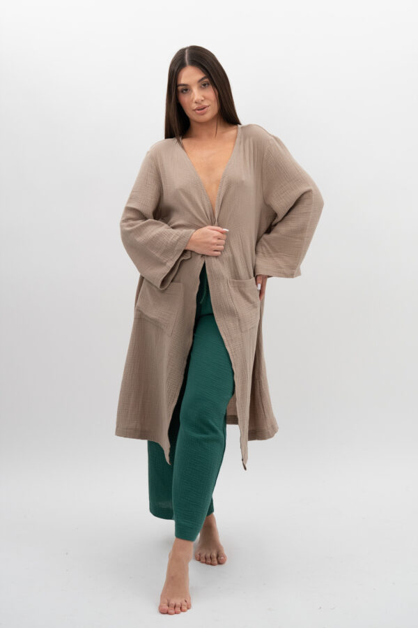 Kimono z kieszeniami Beż