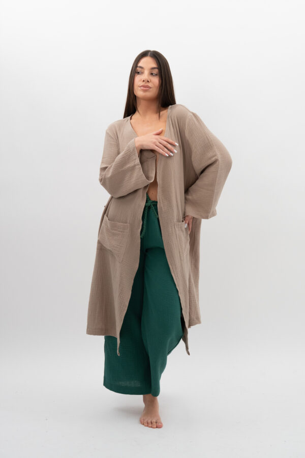 Kimono z kieszeniami Beż