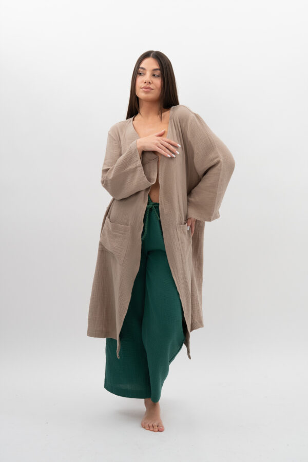 Kimono z kieszeniami Beż