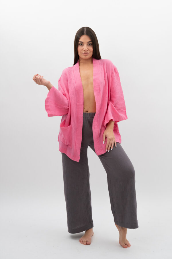 Kimono z kieszeniami Intensywny Róż
