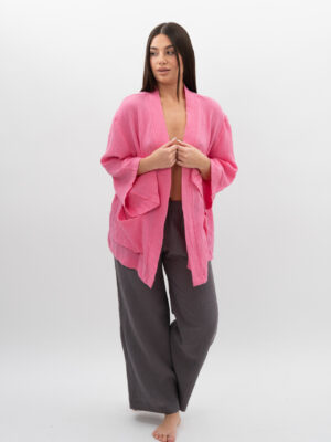 Kimono z kieszeniami Intensywny Róż
