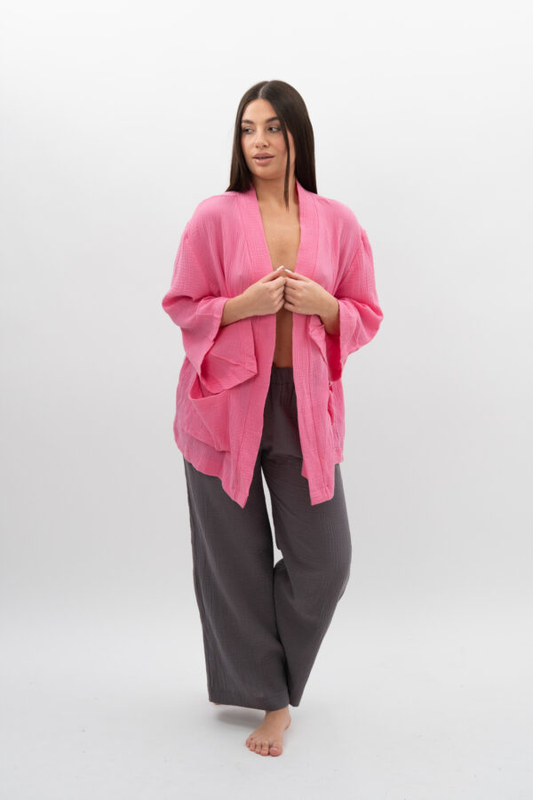 Kimono z kieszeniami Intensywny Róż