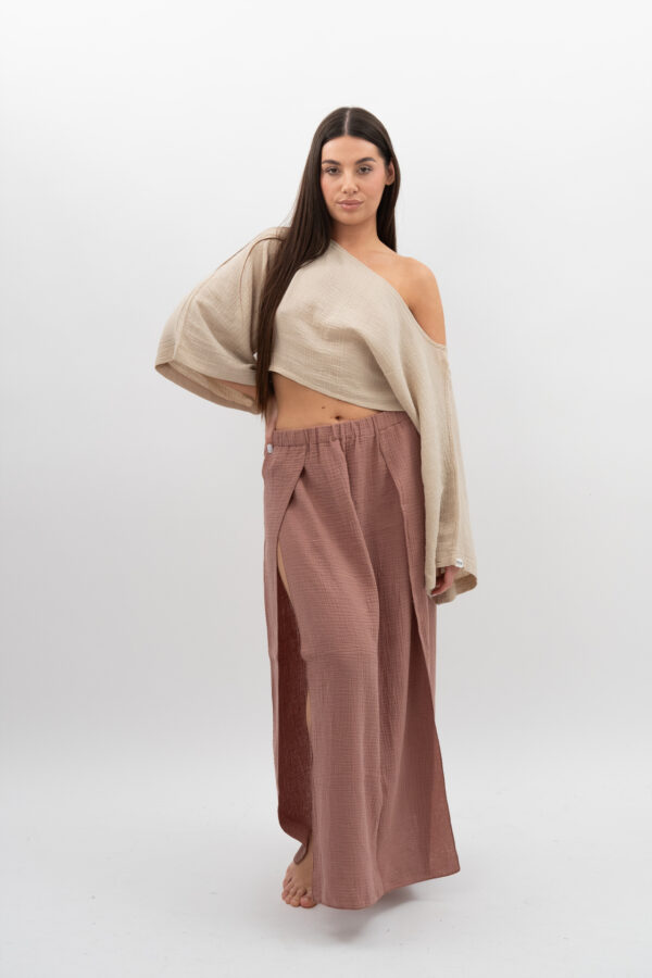 Spódnica Czekoladowo Pudrowa