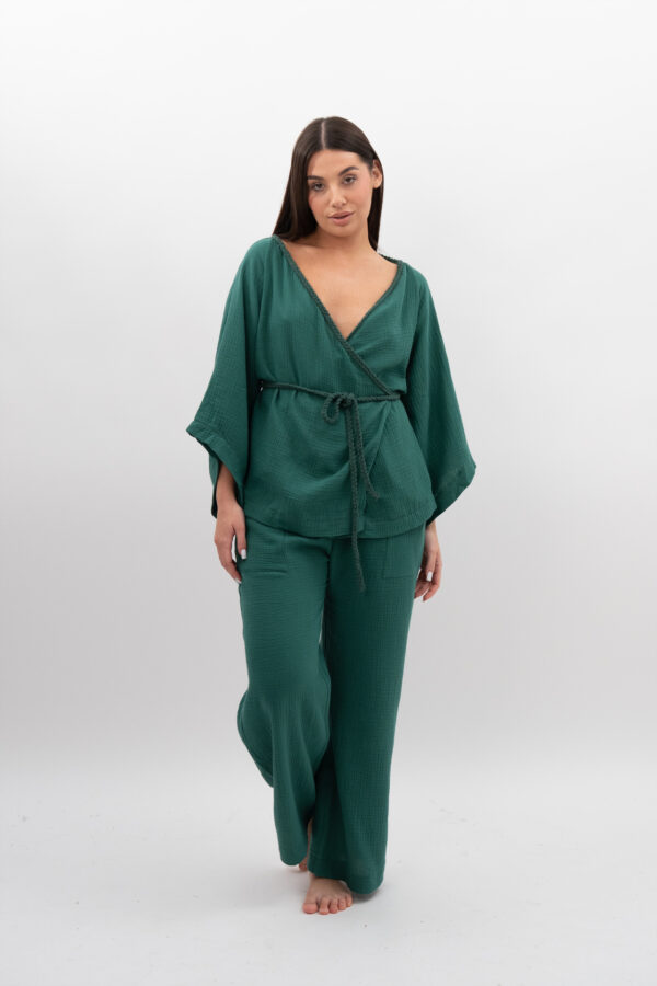 Kimono ze Sznurkiem Butelkowa zieleń