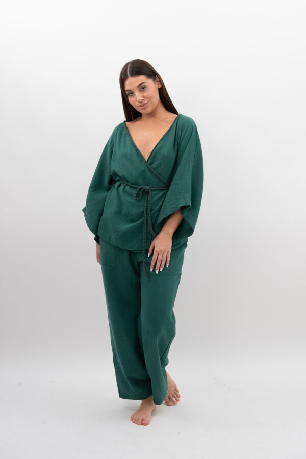 Kimono ze Sznurkiem Butelkowa zieleń