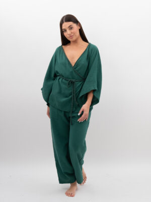 Kimono ze Sznurkiem Butelkowa zieleń