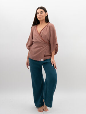 Kimono ze sznurkiem Czekoladowo Pudrowe