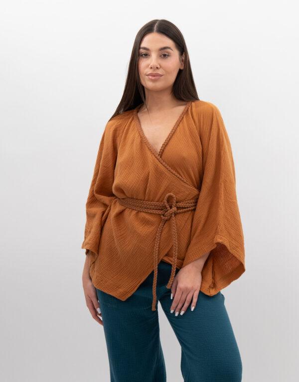 Kimono ze sznurkiem Karmel