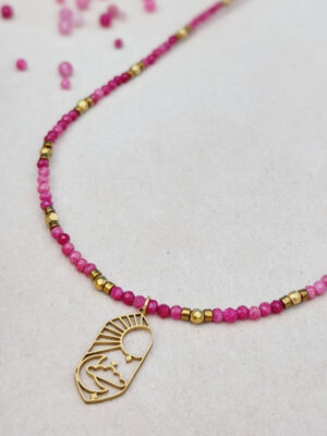 Różowy Naszyjnik - Turmalin i Hematyt