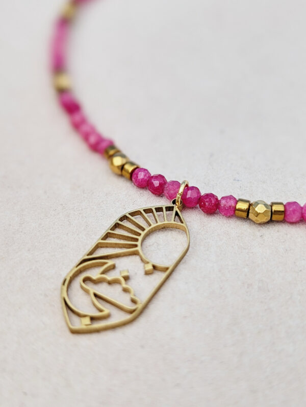 Różowy Naszyjnik - Turmalin i Hematyt