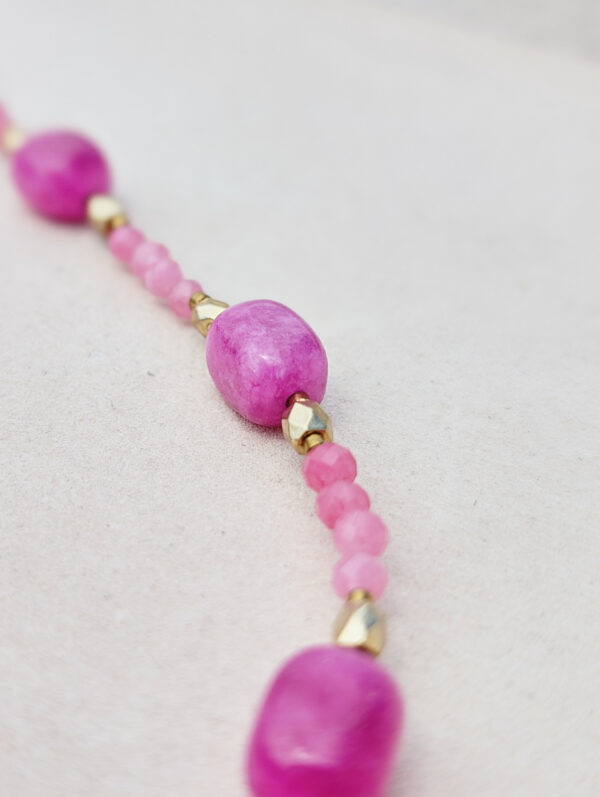 Różowy Naszyjnik - Kwarc, Turmalin, Hematyt