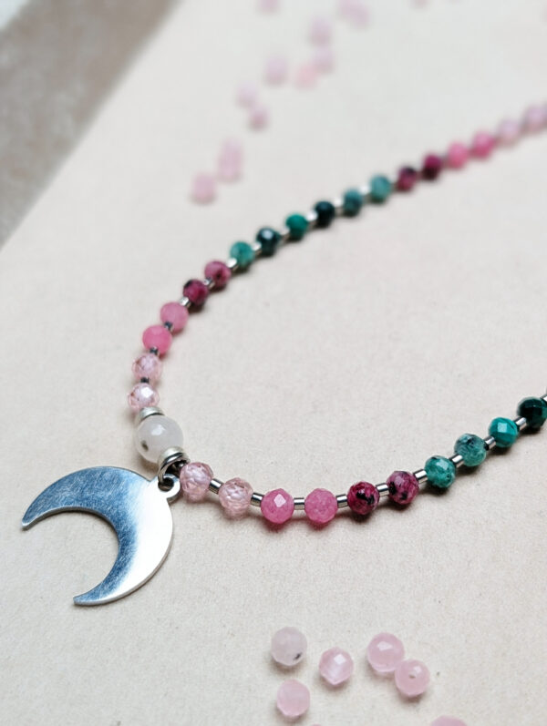 Zoisyt z Rubinem Malachit Cyrkonia Różowa Kwarc Różowy Hematyt