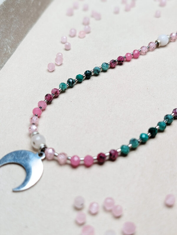 Zoisyt z Rubinem Malachit Cyrkonia Różowa Kwarc Różowy Hematyt