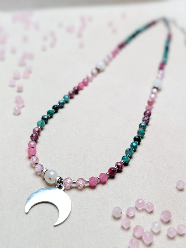 Zoisyt z Rubinem Malachit Cyrkonia Różowa Kwarc Różowy Hematyt