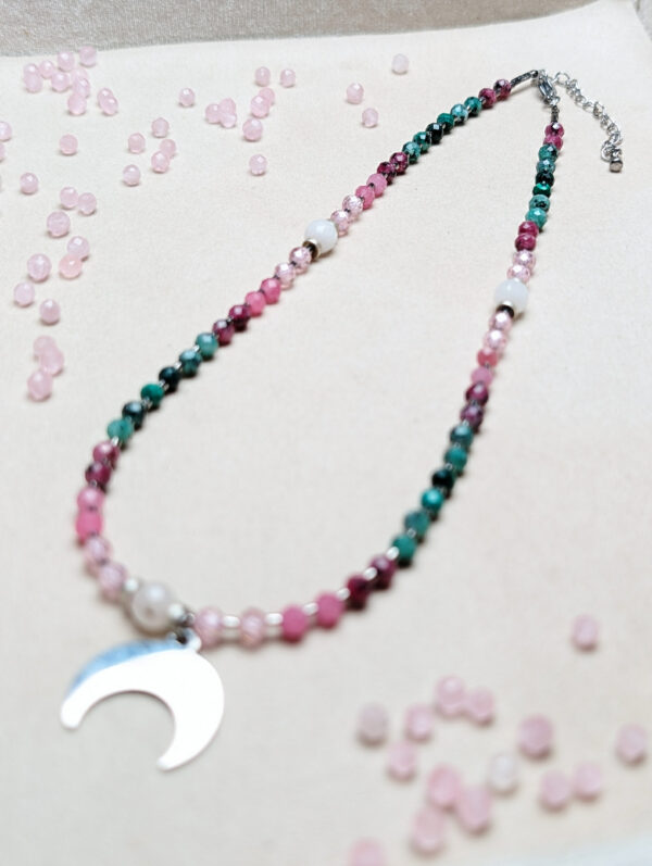 Zoisyt z Rubinem Malachit Cyrkonia Różowa Kwarc Różowy Hematyt