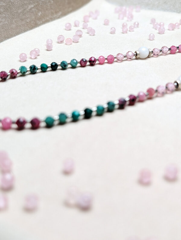 Zoisyt z Rubinem Malachit Cyrkonia Różowa Kwarc Różowy Hematyt