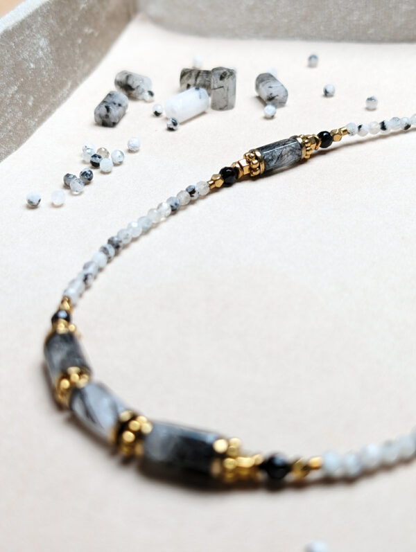 Kwarc Rutylowy Agat Czarny Hematyt