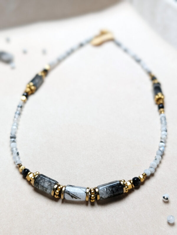 Kwarc Rutylowy Agat Czarny Hematyt