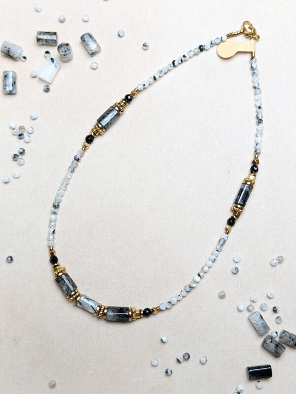 Kwarc Rutylowy Agat Czarny Hematyt