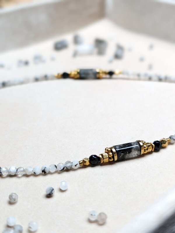 Kwarc Rutylowy Agat Czarny Hematyt