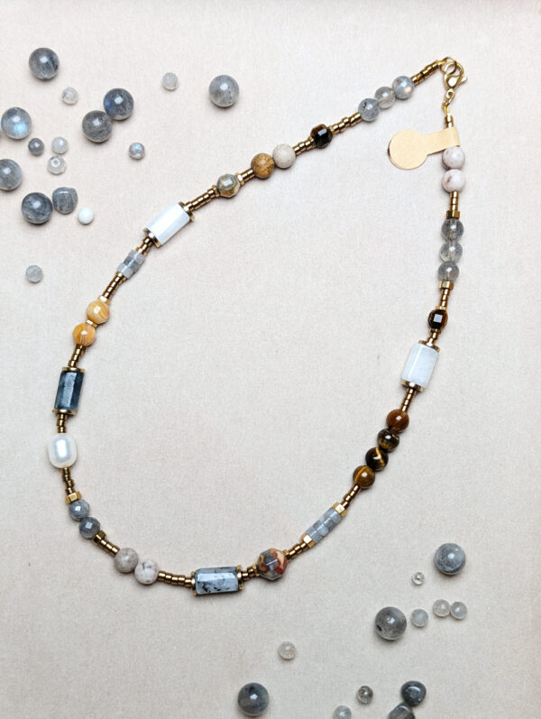 PXL_20251202_082231836.PORTRAIT.ORIGINAL Tygrysie Oko Labradoryt Jaspis Kwarc Rutylowy Perła Słodkowodna